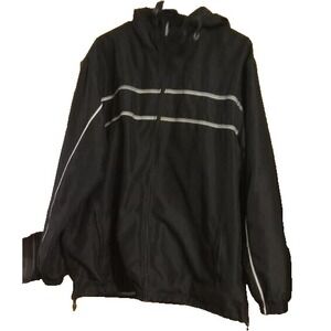 TEC GEAR Zip Front Jacket Black Collar Pockets Size L All weather wind breaker